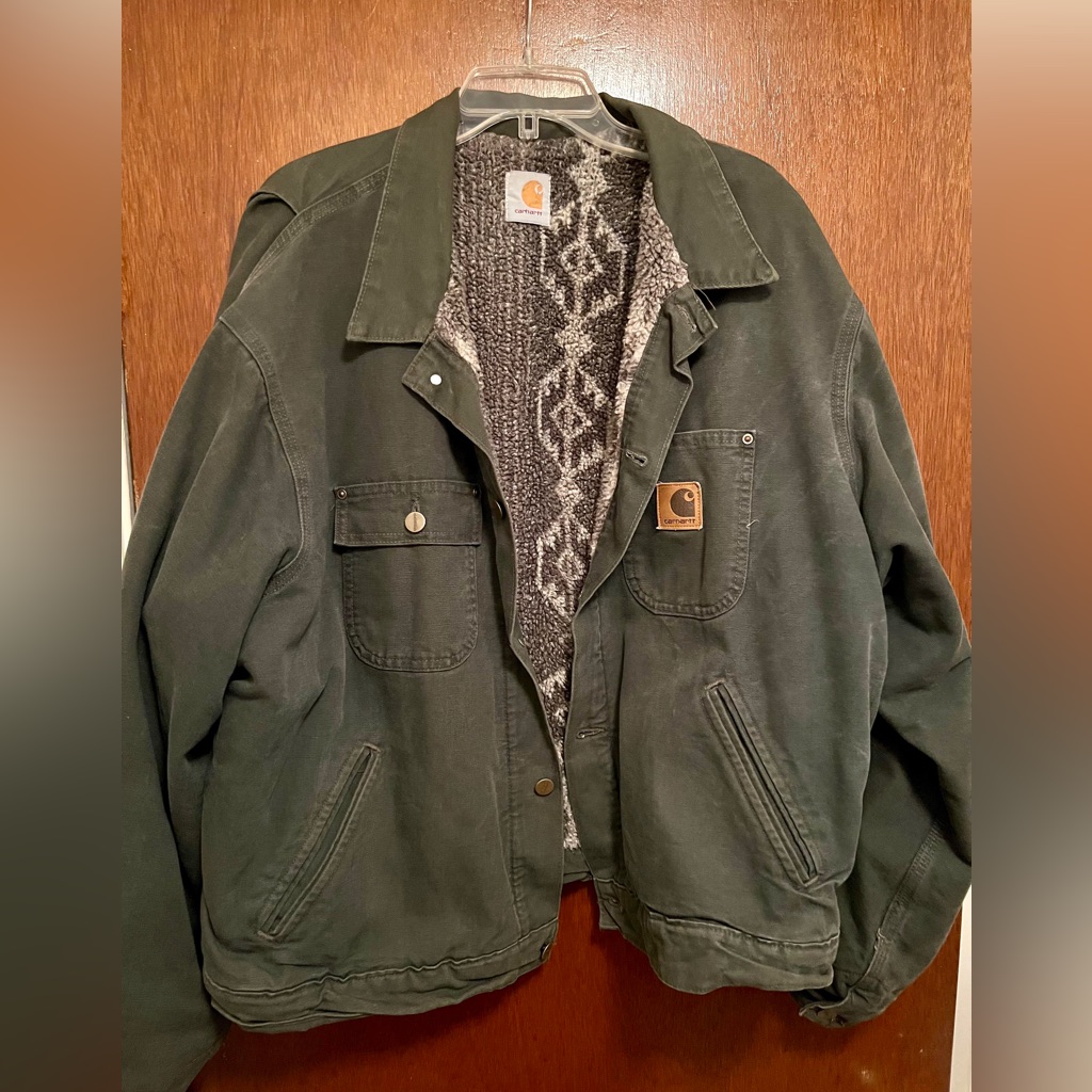 Vintage Carhartt Jp1066 Green Xl/Xxl Aztec Pile Lined Chore/Detroit Jacket